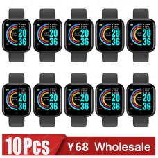 10Pcs, Wholesale, D20 Smart Watch for Men and Women, Y68 Fitness Tracker, Sport Heart Rate Monitor, Wristwatch Pro, IOS, Android