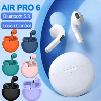 Air Pro 6 TWS Wireless Bluetooth Headset, 5.3 Headphone, Mini Earphone with Mic, Charging Box, Xiaomi, iPhone